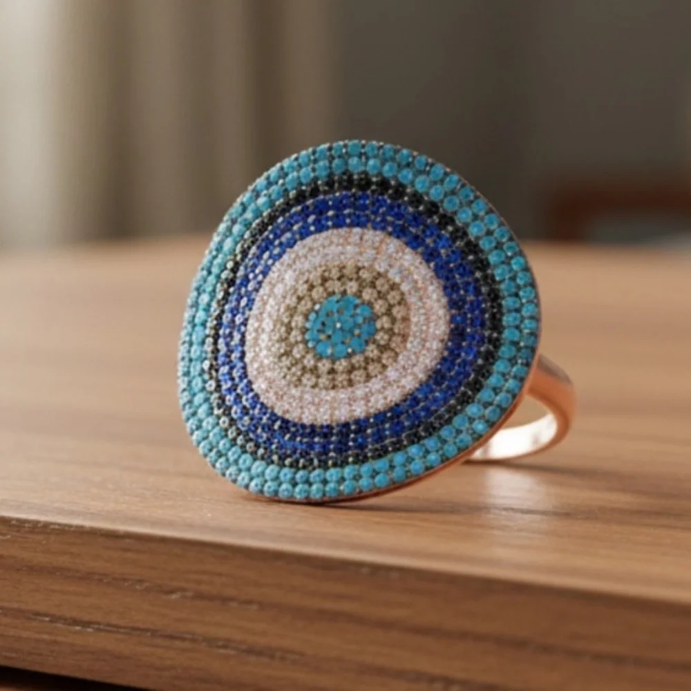 Womens‎ Sterling Silver .925 Zirconia Studded Cocktail Ring